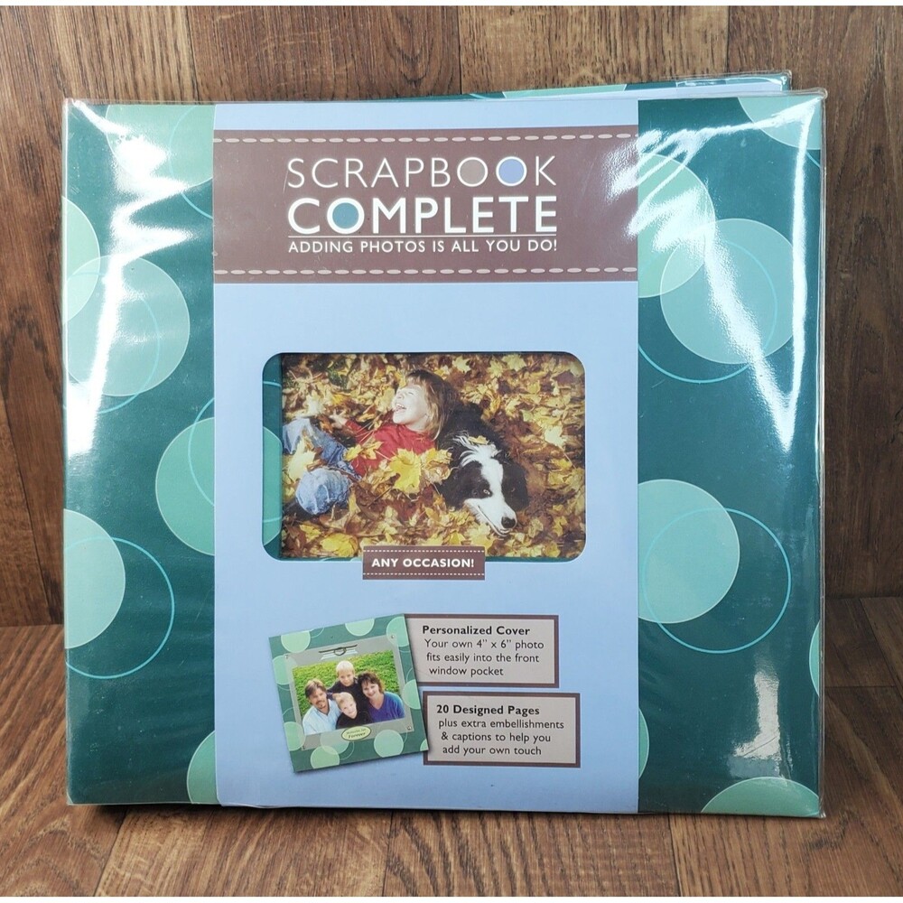 Scrapbook Album Tapestry by CR Gibson Complete 12x12 All Occasion Green Circles